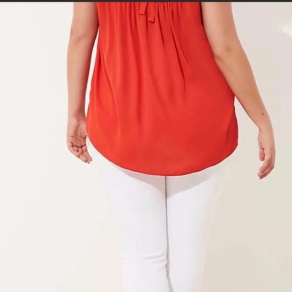 Loft Mixed Media Red Tie Back Tank Top Small Petite - Picture 3 of 10